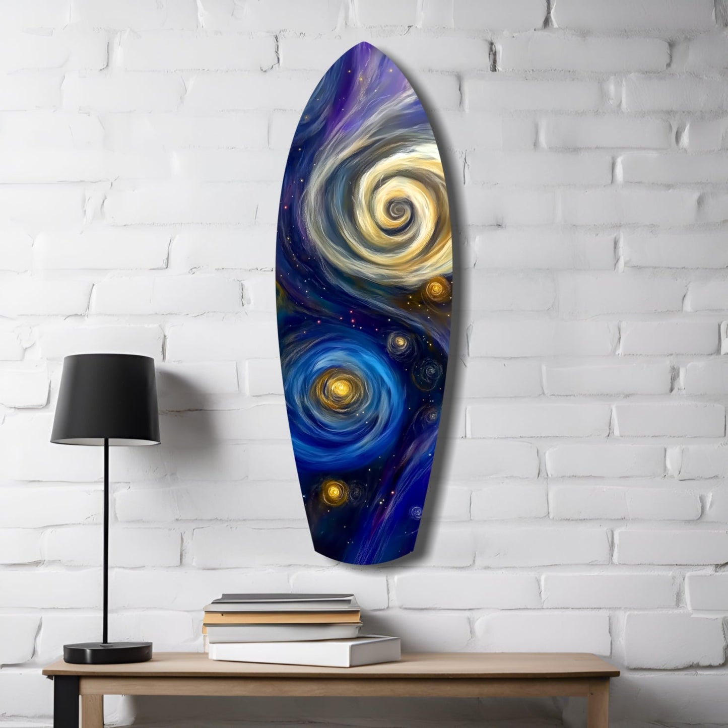 Swirling Spiral Galaxies Night Surfboard Glass Wall Art