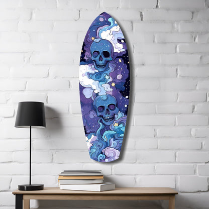Indigo Cloud Skulls Surfboard Glass Wall Art