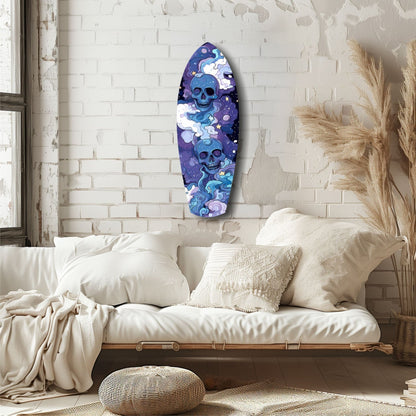 Indigo Cloud Skulls Surfboard Glass Wall Art