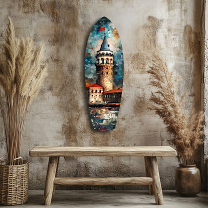 Surfboard Galata Tower Glass Wall Art