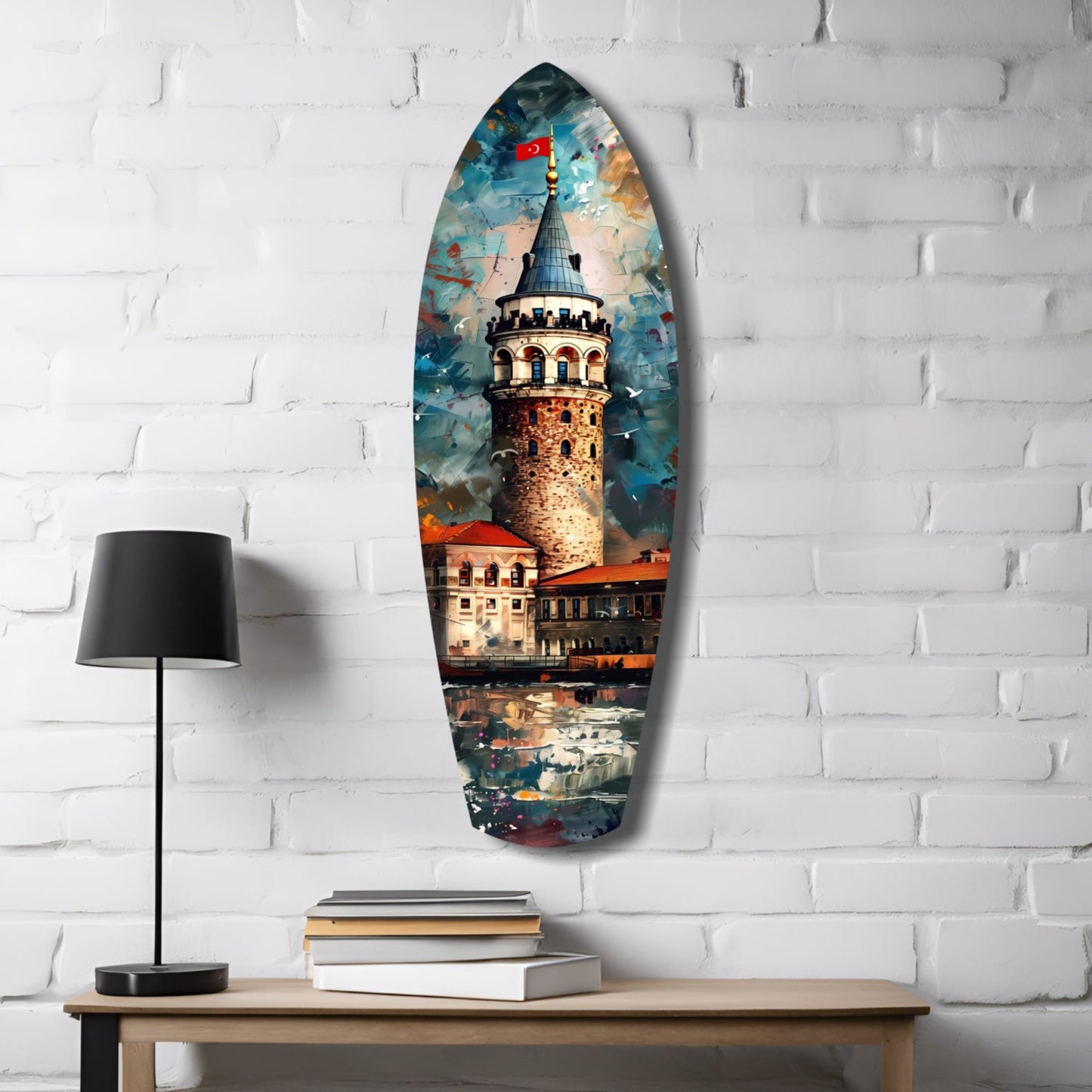 Surfboard Galata Tower Glass Wall Art