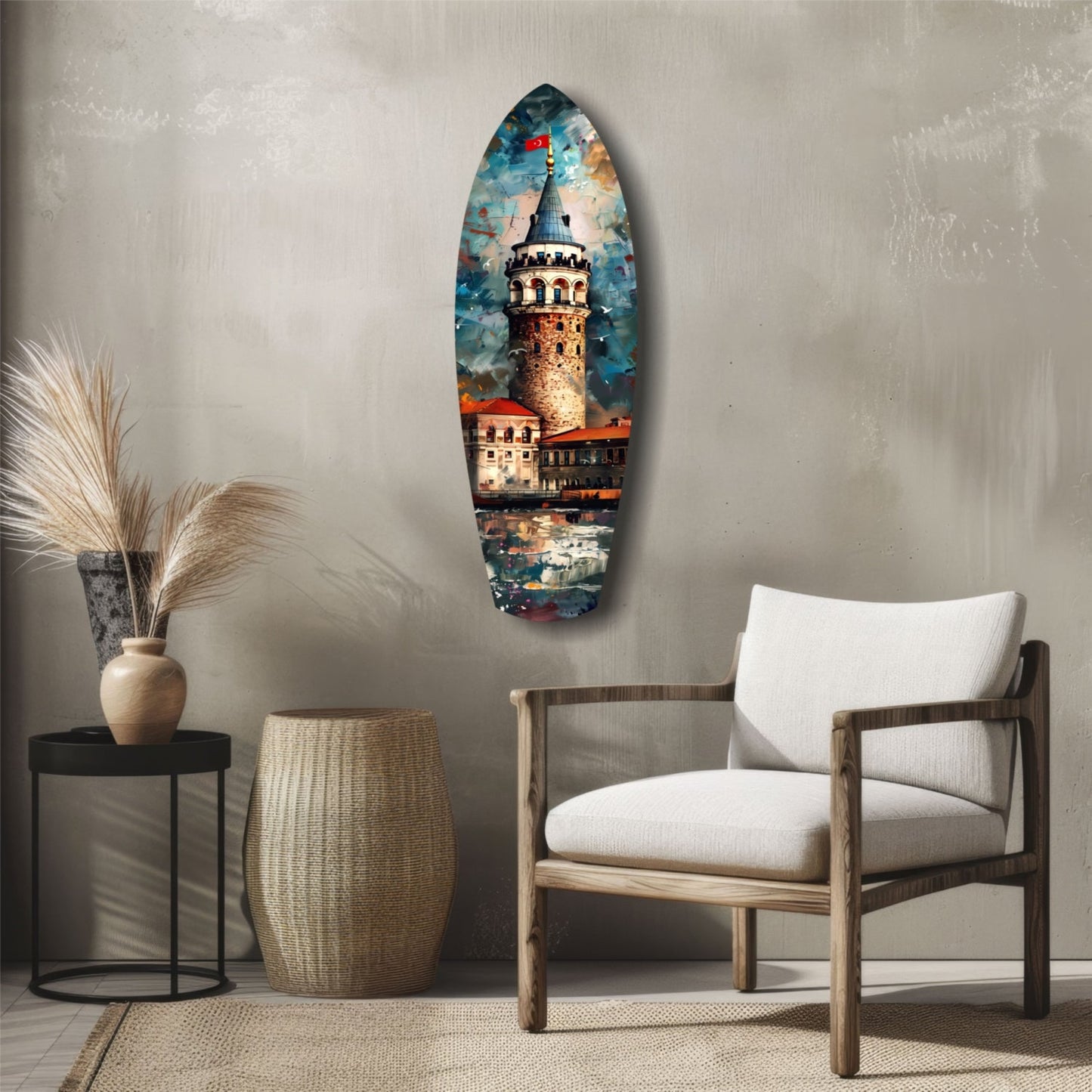 Surfboard Galata Tower Glass Wall Art