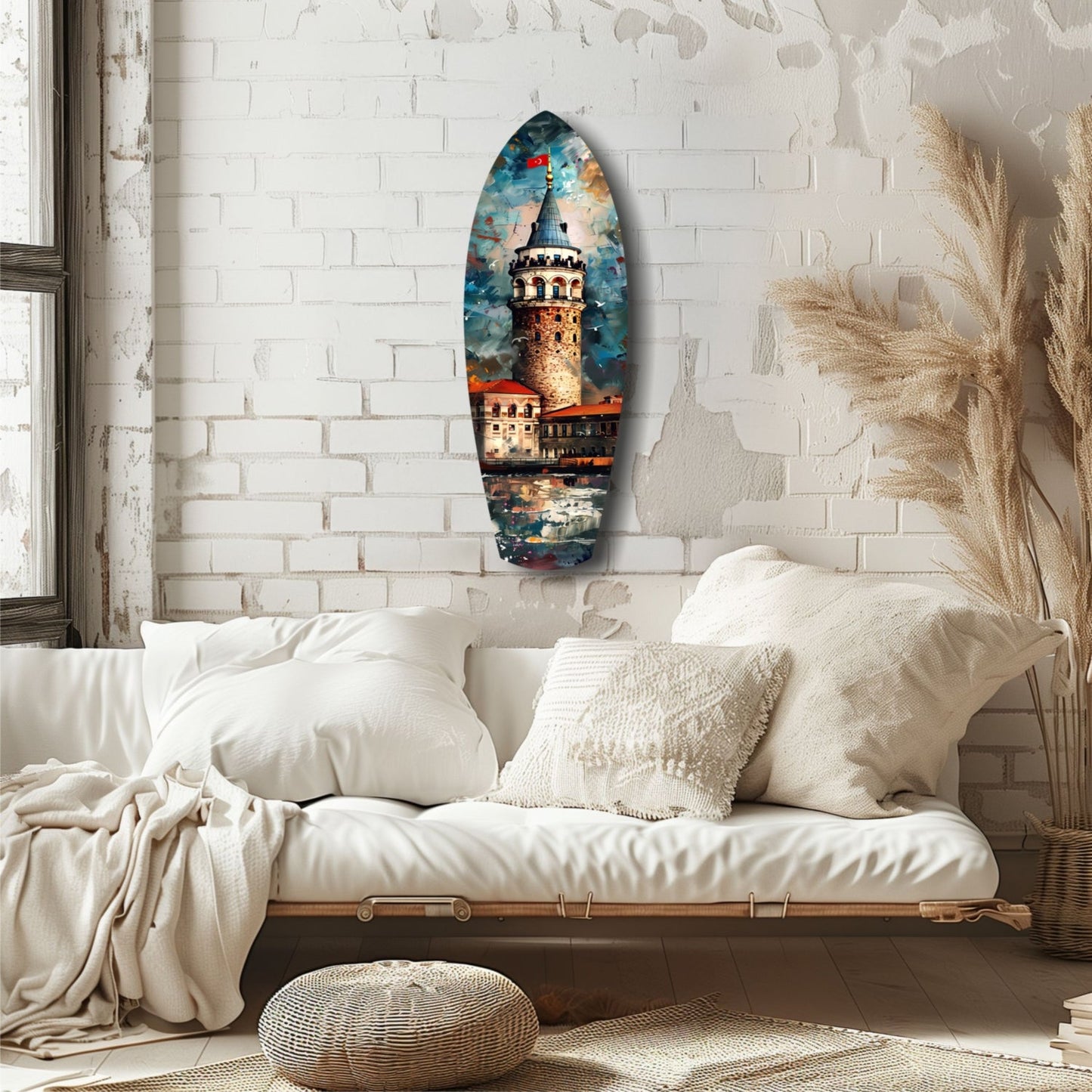 Surfboard Galata Tower Glass Wall Art