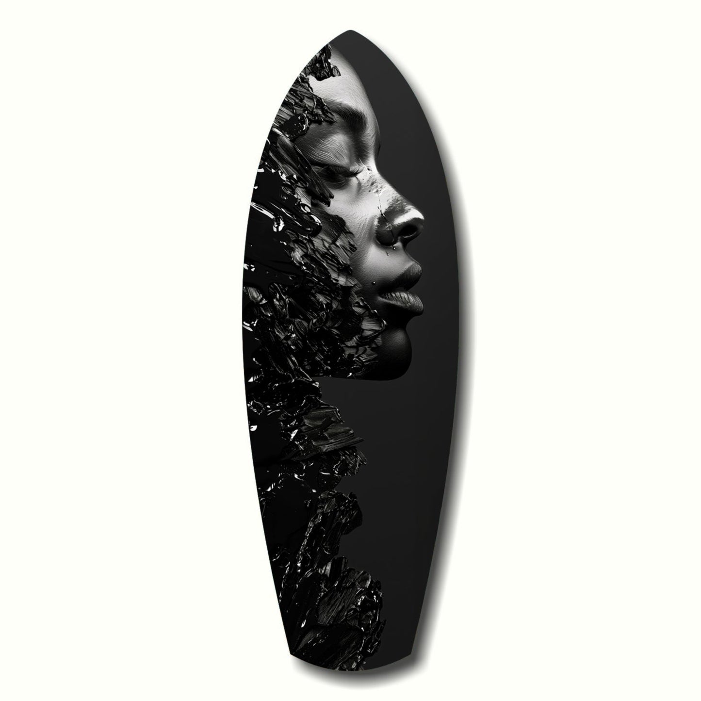Black Splash Profile Surfboard Glass Wall Art