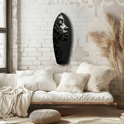 Black Splash Profile Surfboard Glass Wall Art