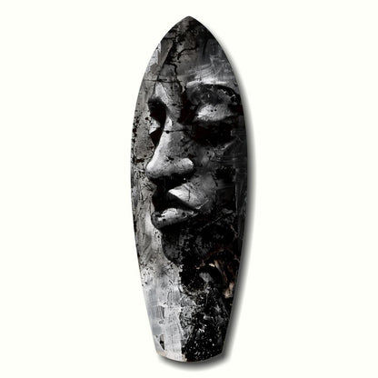 Grunge Painted Face Surfboard Glass Wall Art