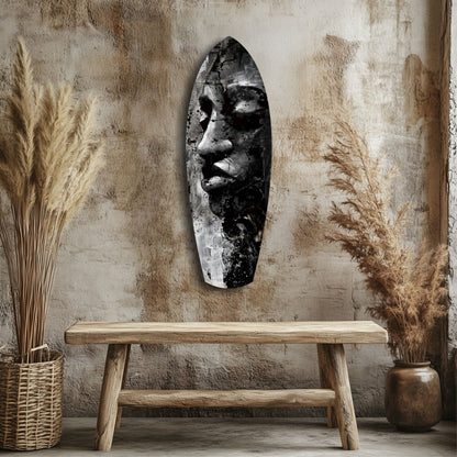 Grunge Painted Face Surfboard Glass Wall Art