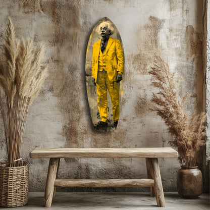 Standing Scientist Portrait Glass Wall Art
