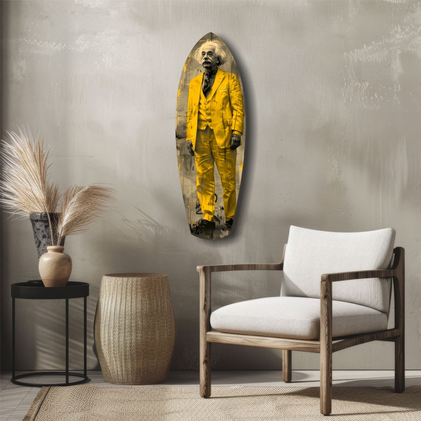 Standing Scientist Portrait Glass Wall Art