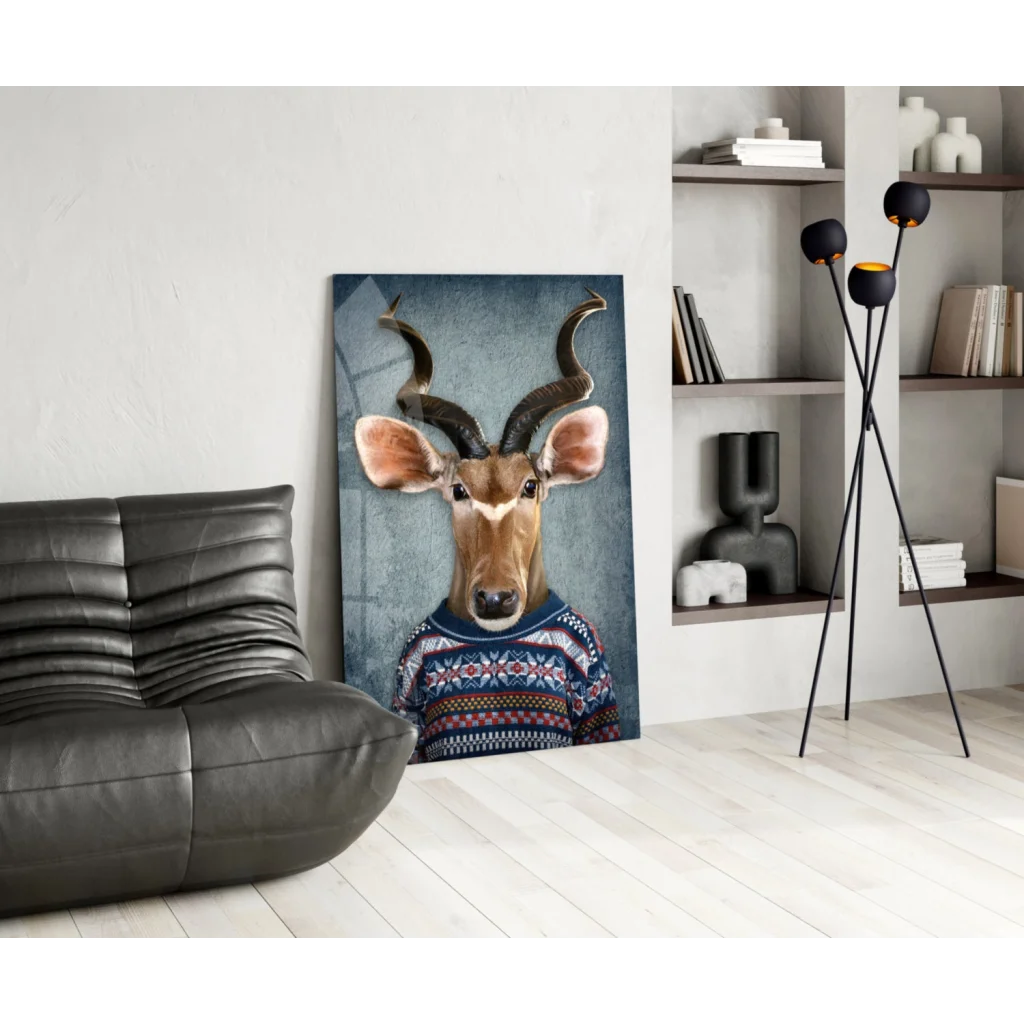 Kudu in cozy sweater stylized canvas wall art print