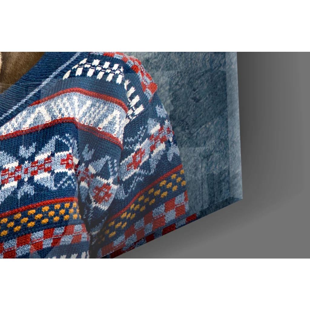 Navy blue red white Nordic knitted sweater Kudu cozy wall art print