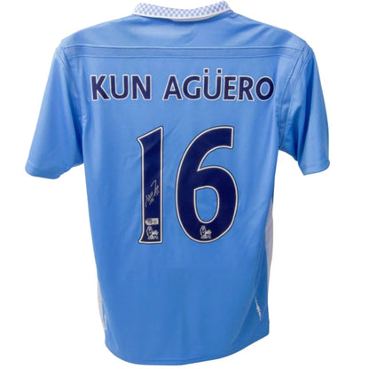 Kun Aguero autographed Manchester City jersey with 16 and BAS