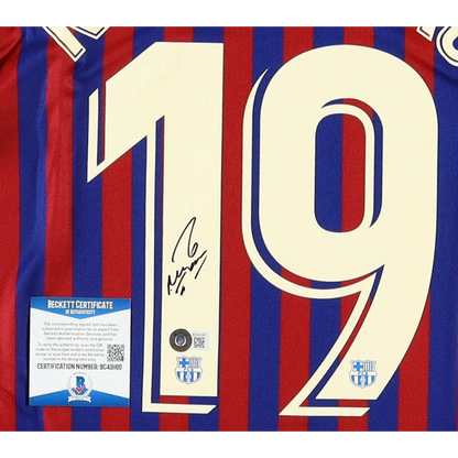 Kun Aguero signed Barcelona jersey with number 19 and Beckett authentication