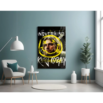Kurt Cobain Nevermind smiley face wall art canvas print