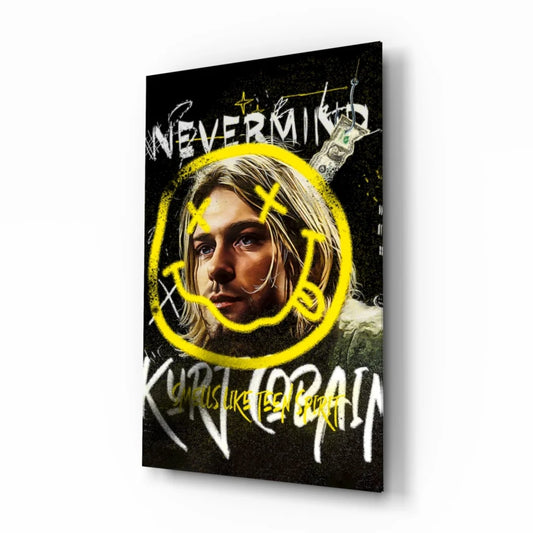 Kurt Cobain Nevermind Smiley Face Wall Art Canvas Print | Insigneart USA | vintageantiquesgifts.com