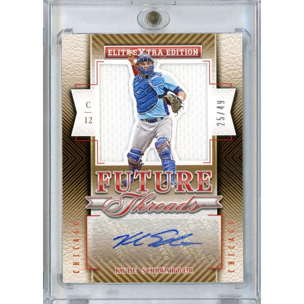 Autographed 2014 Kyle Schwarber Future Threads Elite baseball card