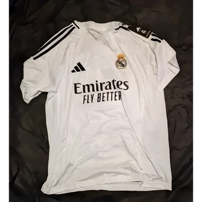 Kylian Mbappe Real Madrid signed jersey with black stripes and official COA