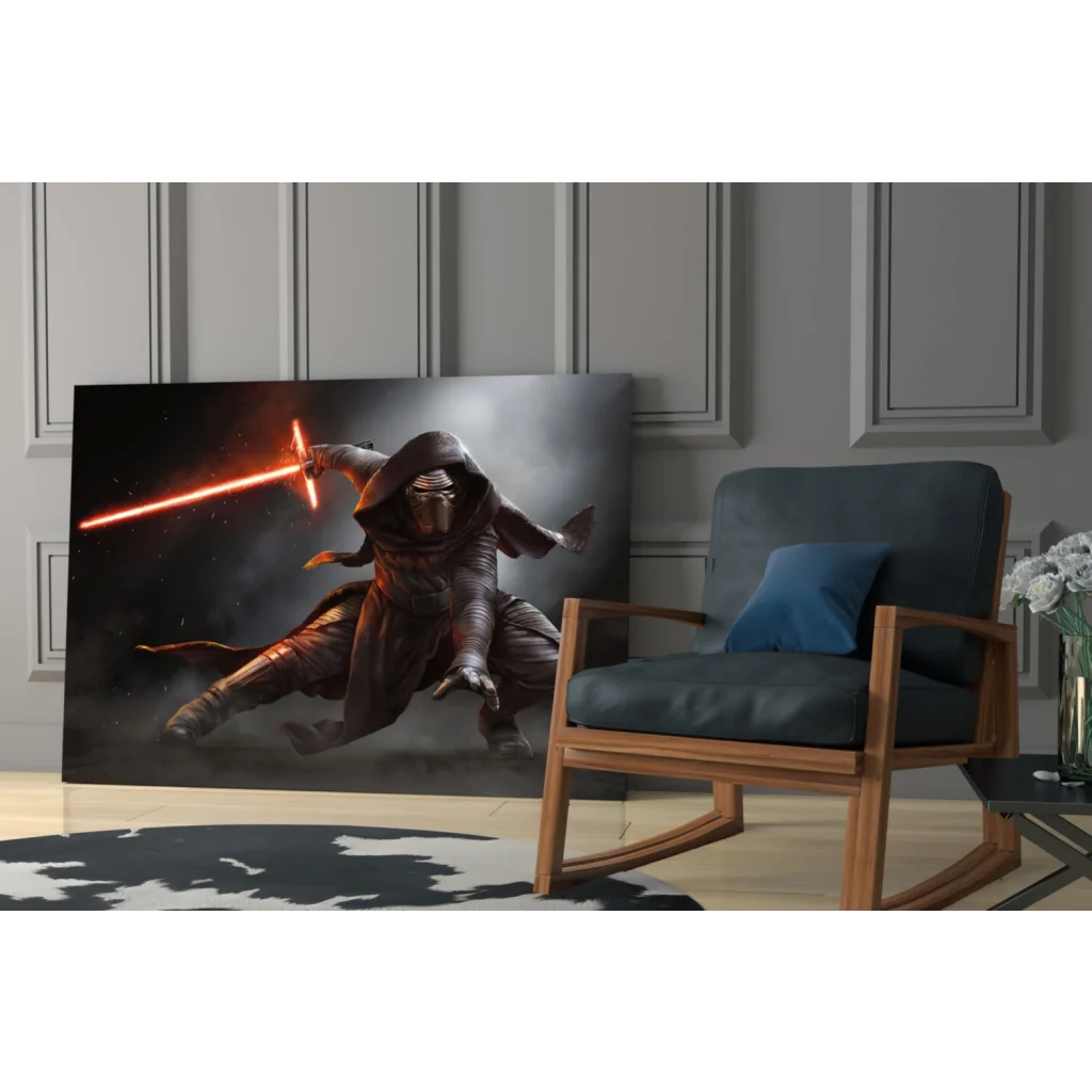 Kylo Ren with red lightsaber Star Wars canvas wall art print