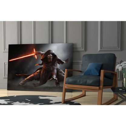 Kylo Ren with red lightsaber Star Wars canvas wall art print
