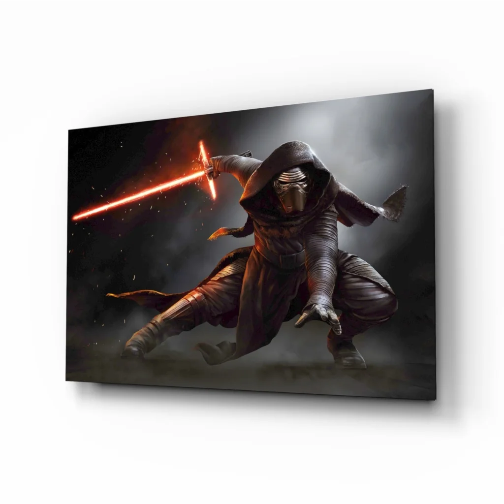 Kylo Ren wielding red lightsaber Star Wars wall art canvas print