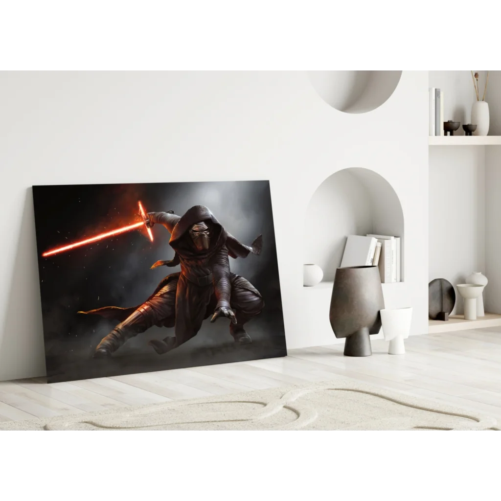 Kylo Ren red lightsaber black canvas wall art Star Wars print