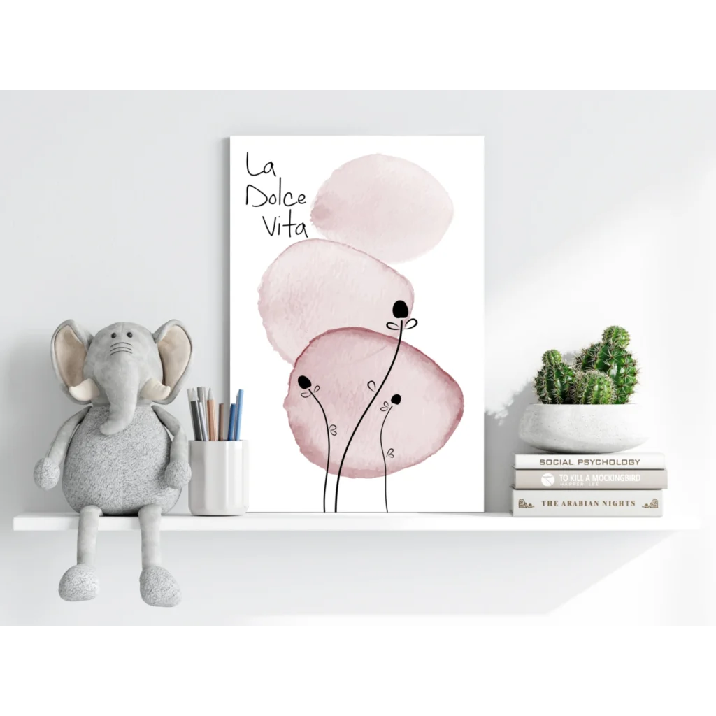 La Dolce Vita Insigne Aluminum Print with pink watercolor circles