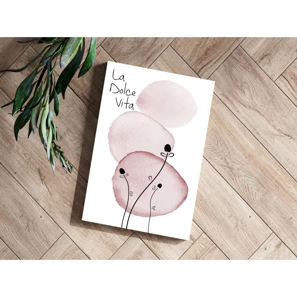 La Dolce Vita Insigne Aluminum Print with pink watercolor circles