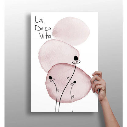 La Dolce Vita Insigne aluminum print with pink watercolor circles