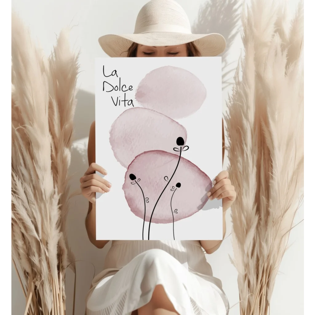 La Dolce Vita Insigne Aluminum Print with pink watercolor circles