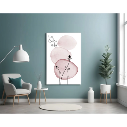 La Dolce Vita pink watercolor wall art with stems and buds