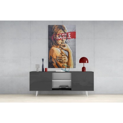 Bold graffiti portrait wall art in vibrant urban style