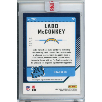 Ladd McConkey autographed rookie football trading card numbered 27 of 75