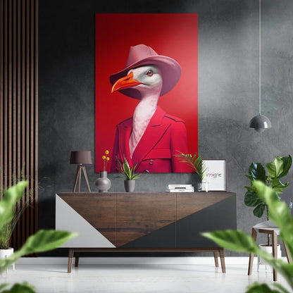 Dapper Goose in Red Blazer Brushed Aluminium Dibond Print | Insigneart USA | vintageantiquesgifts.com