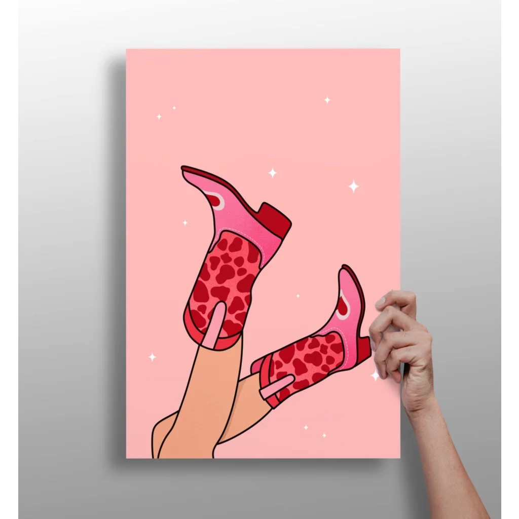 Sparkly Red Leopard Boot Insigne Aluminum Prints | Insigneart USA | vintageantiquesgifts.com