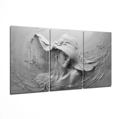 Elegant Butterfly Lady Glass Wall Art Three Panel Canvas | Insigneart USA | vintageantiquesgifts.com