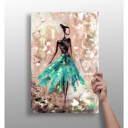 Teal Gown Beauty Insigne Aluminum Prints for Modern Walls | Insigneart USA | vintageantiquesgifts.com
