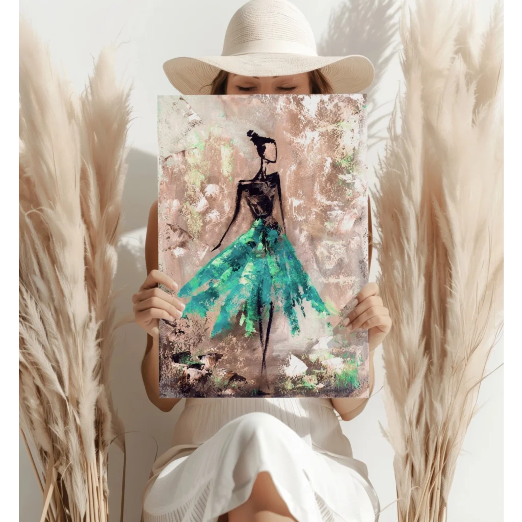 Teal Gown Beauty Insigne Aluminum Prints for Modern Walls | Contemporary Home Wall Art | vintageantiquesgifts.com