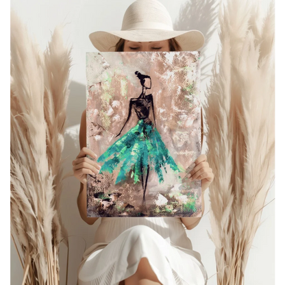 Teal Gown Beauty Insigne Aluminum Prints for Modern Walls | Contemporary Home Wall Art | vintageantiquesgifts.com