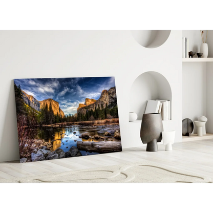 Yosemite Valley Golden Cliffs Canvas Wall Art | Modern Wall Art Decor | vintageantiquesgifts.com