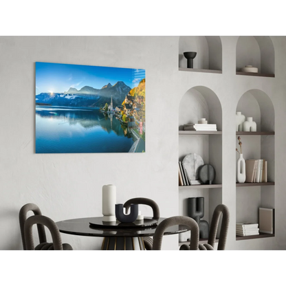 Stunning Blue Mountain Lake village canvas wall art print