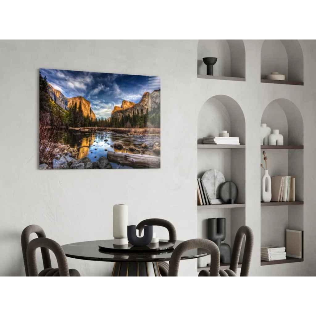 Yosemite Valley golden cliffs canvas wall art print