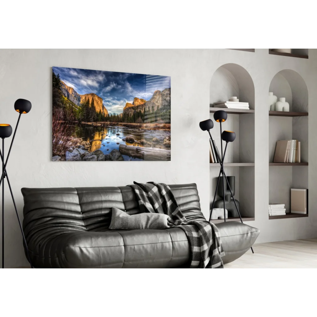 Yosemite Valley Golden Cliffs Canvas Wall Art | Contemporary Home Wall Art | vintageantiquesgifts.com