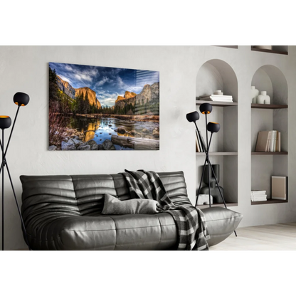 Yosemite Valley Golden Cliffs Canvas Wall Art | Contemporary Home Wall Art | vintageantiquesgifts.com