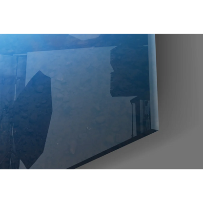 Twilight Lake Dock glass wall art with minimalist abstract design