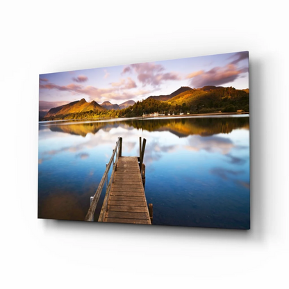 Twilight Lake Dock serene lakeside canvas wall art print