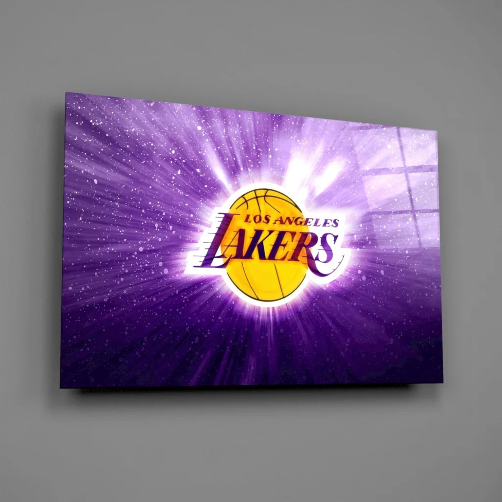 Lakers purple logo canvas wall art print for fans