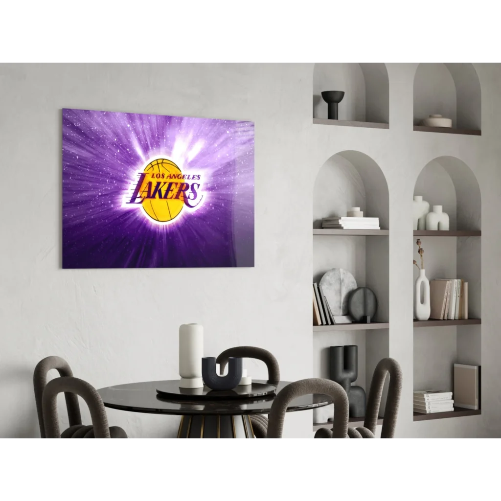 Purple Lakers logo canvas wall art for fans