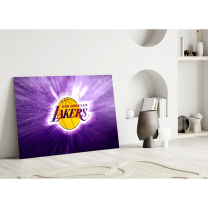 Purple Lakers logo canvas wall art for fans