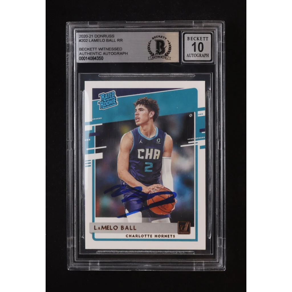 LaMelo Ball 2020-21 Donruss rookie card autographed Beckett graded 10
