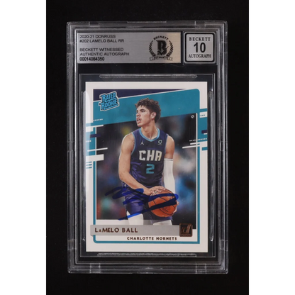LaMelo Ball 2020-21 Donruss rookie card autographed Beckett graded 10